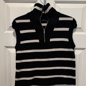 MBG Black and White Striped Sleeveless Sweater